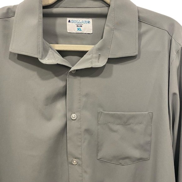 &COLLAR Men's Salton Classic Slim STAIN RESISTANT Button Down Dress Shirt XL NEW - Picture 2 of 6
